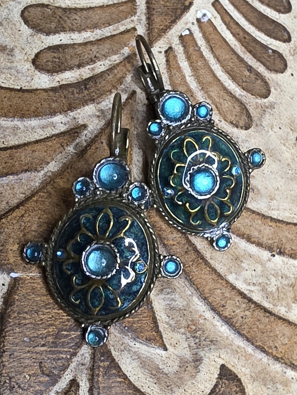 Blue Floral Drop Earrings - Brand:
